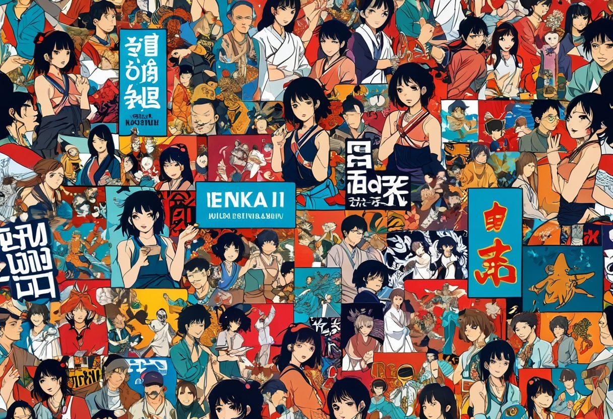 A vibrant and colorful collage depicting various elements of the hentai community, including manga panels, diverse characters in dynamic poses, and themed merchandise. Incorporate subtle nods to the art styles from traditional Japanese culture alongside modern interpretations. The background should feature an abstract blend of lively colors to convey a sense of community and richness. include stylized text that says 'From Otaku to Aficionado'. vibrant colors. 3D. digital art.